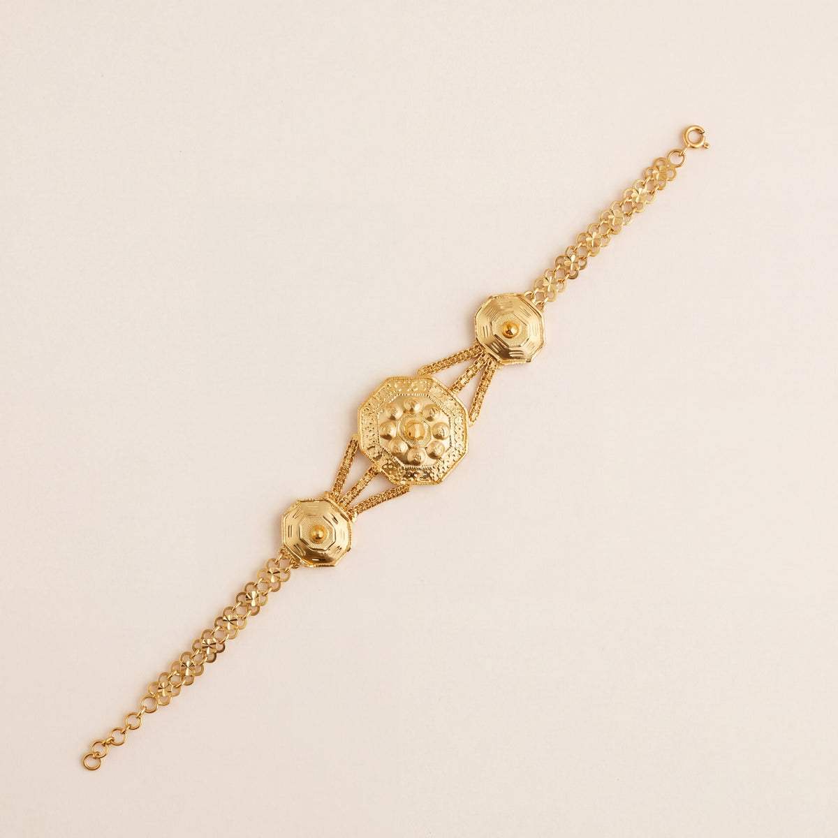 Traditional Stamp Bracelet (D2), 925 silver 24K gold plated