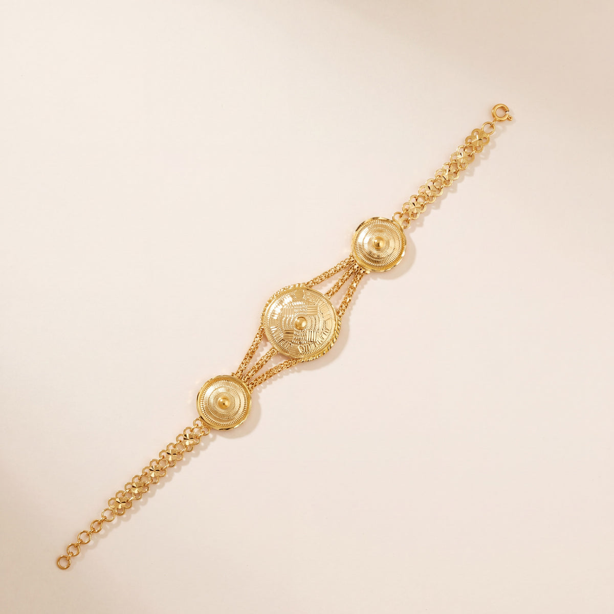 Traditional Stamp Bracelet (D3), 925 silver 24K gold plated