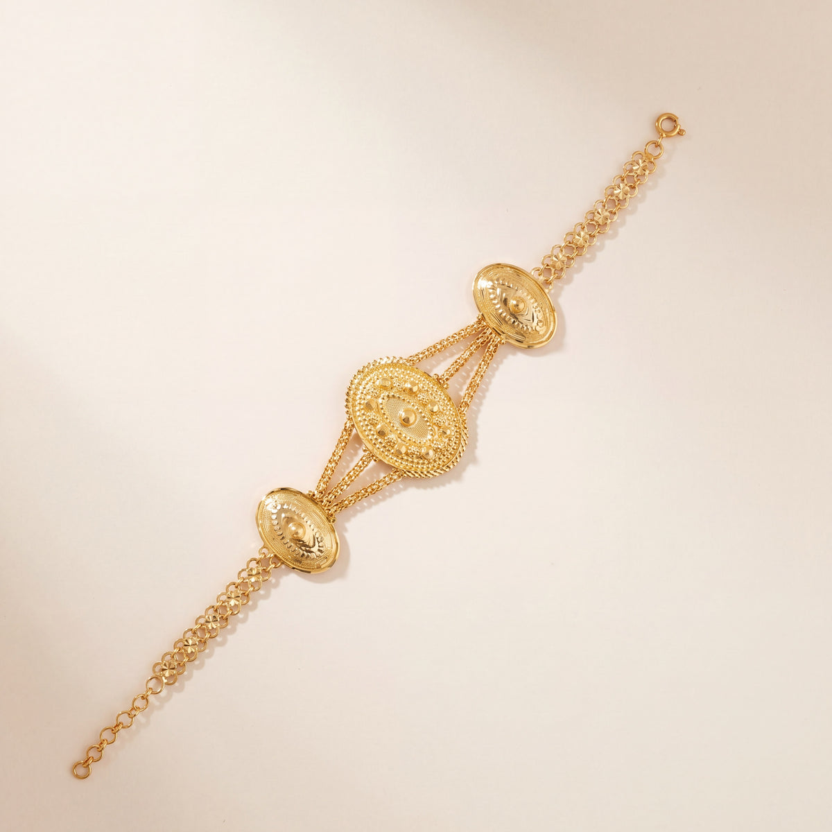 Traditional Stamp Bracelet (D6), 925 silver 24K gold plated