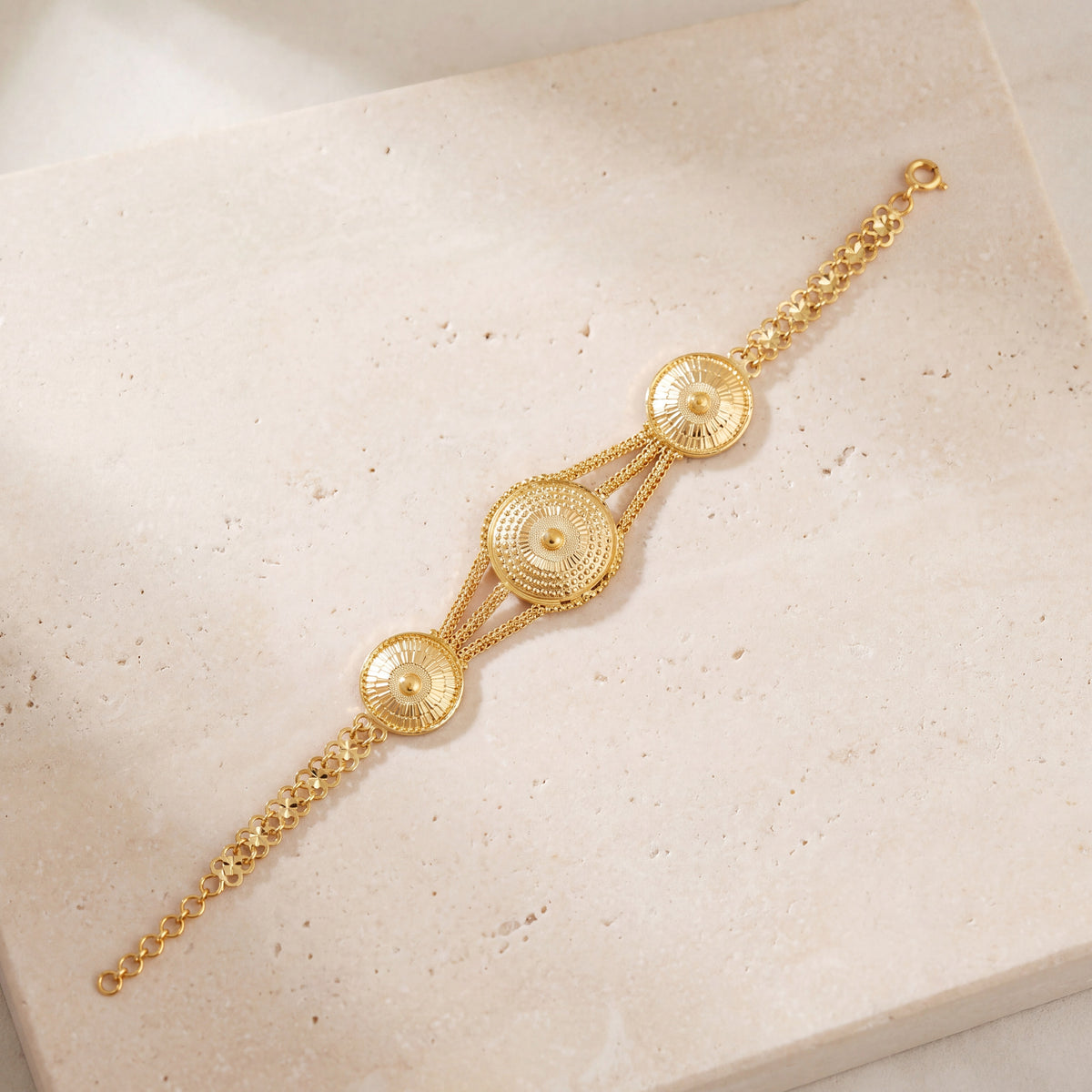 Traditional Stamp Bracelet (D8) on travertine