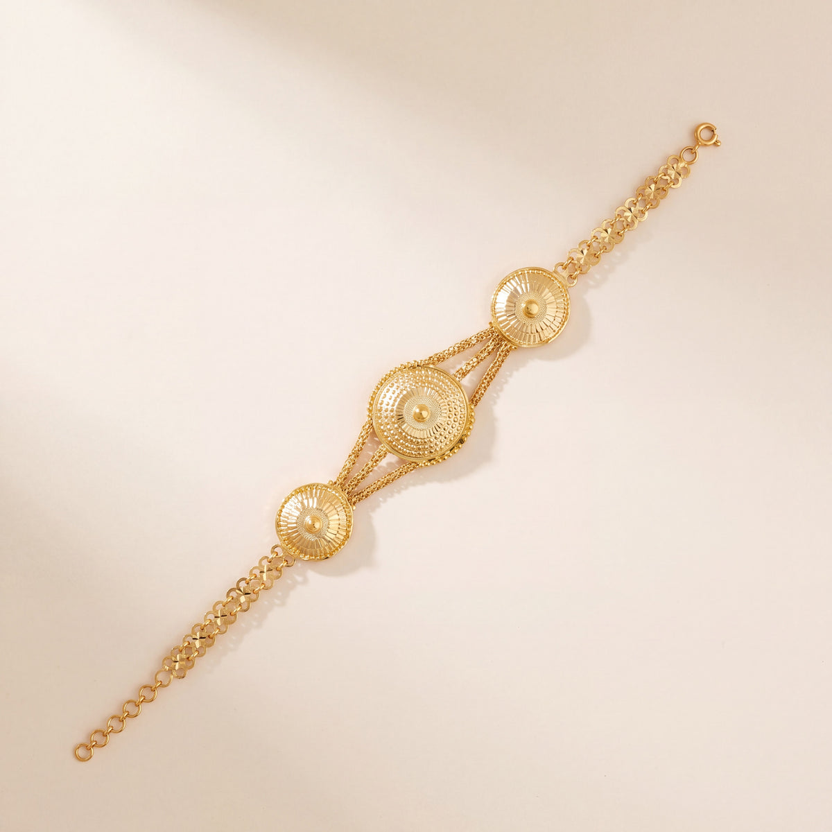 Traditional Stamp Bracelet (D8), 925 silver 24K gold plated
