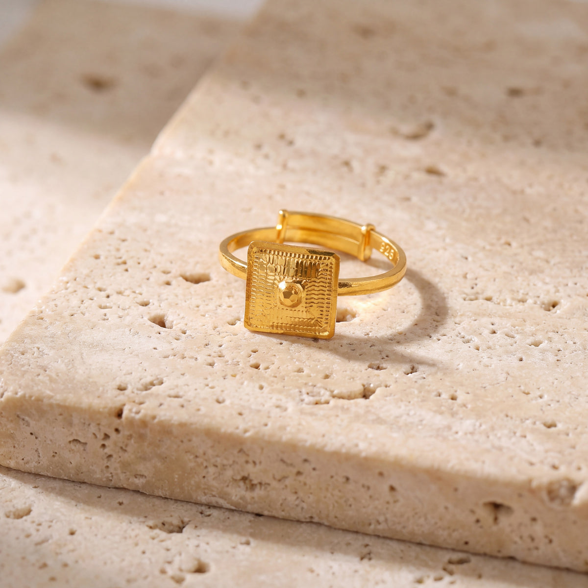Traditional Stamp Ring (D10) on travertine