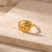 Traditional Stamp Ring (D2) on travertine