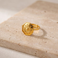 Traditional Stamp Ring (D8) on travertine