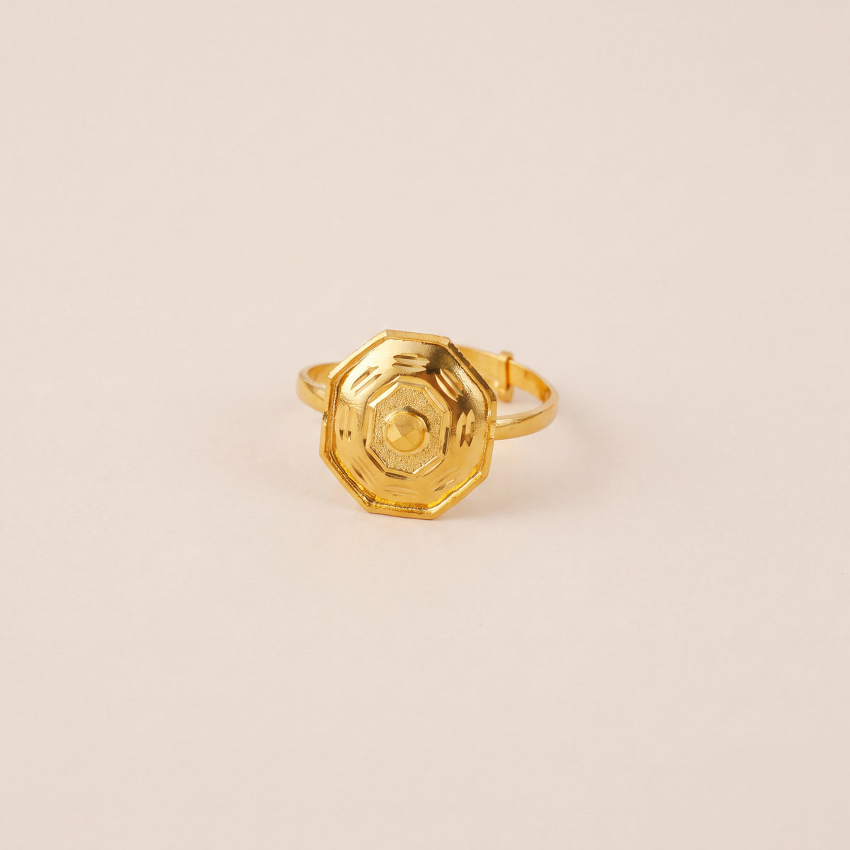 Traditional Stamp Ring (D8), 925 silver 24K gold plated