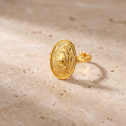 Traditional Stamp Ring (D9) on travertine