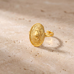 Traditional Stamp Ring (D9) on travertine