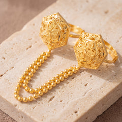 Twin Ring Chain (D17) on travertine