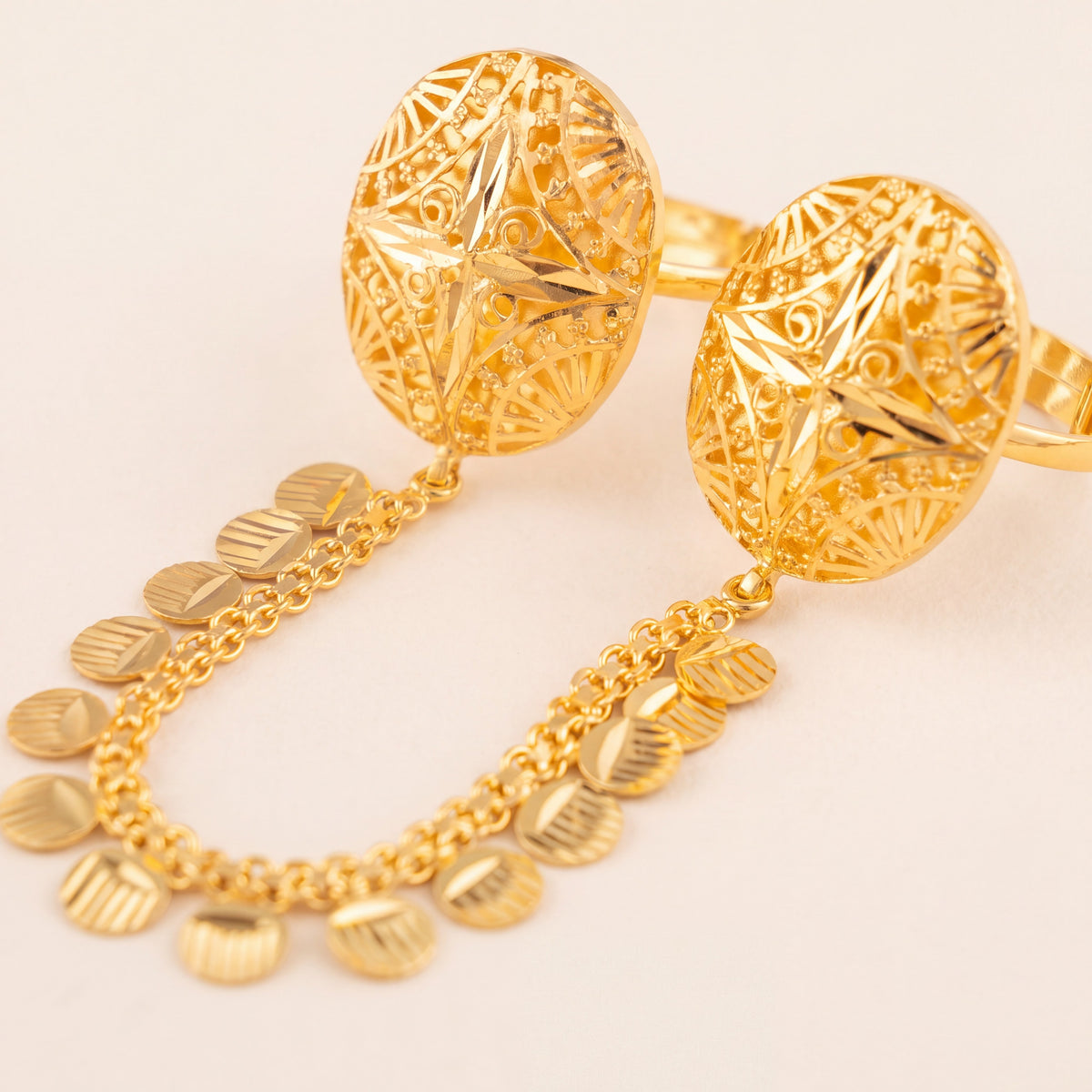 Twin Ring Chain (D20), 925 silver 24K gold plated