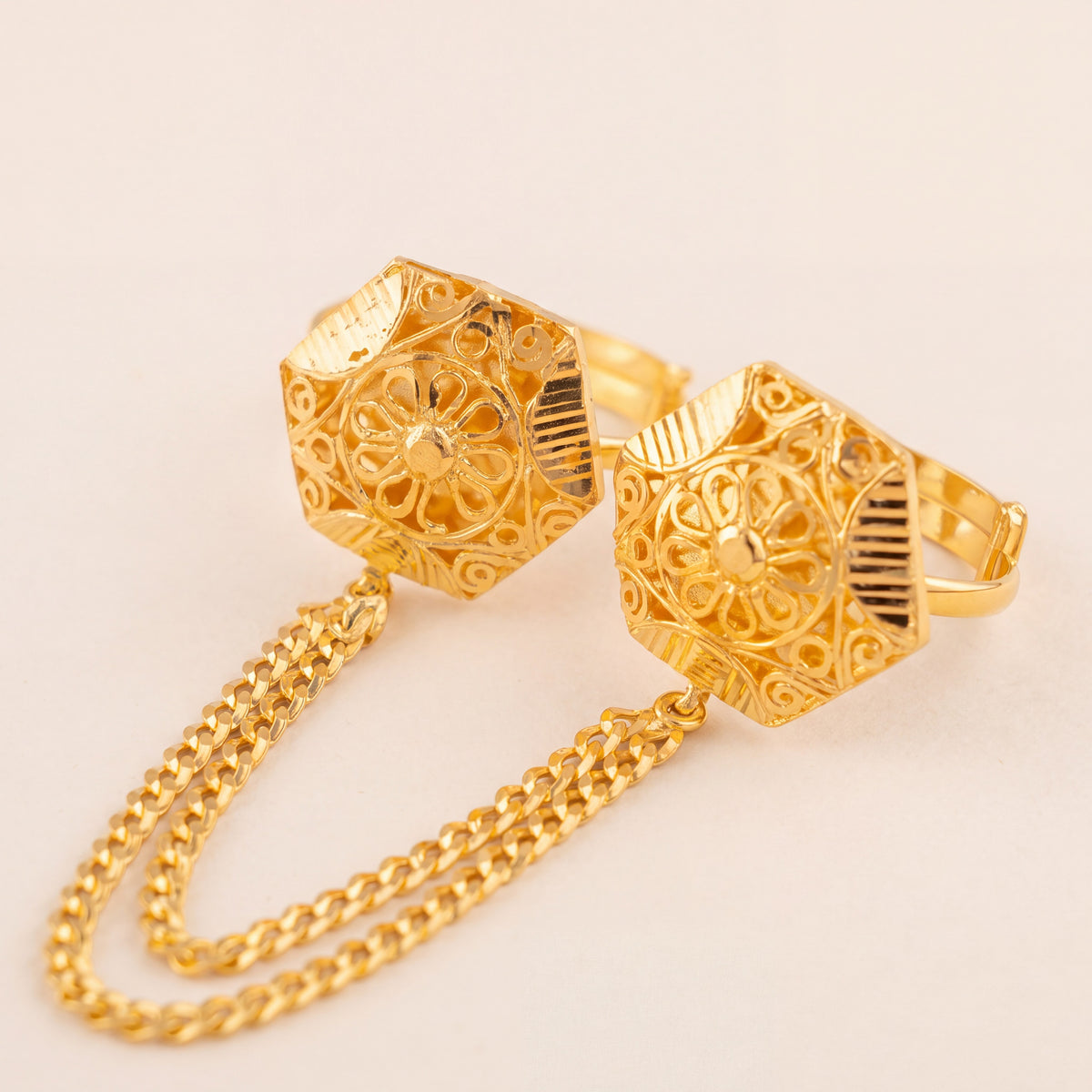 Twin Ring Chain (D21), 925 silver 24K gold plated