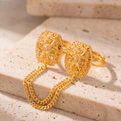 Twin Ring Chain (D23) on travertine