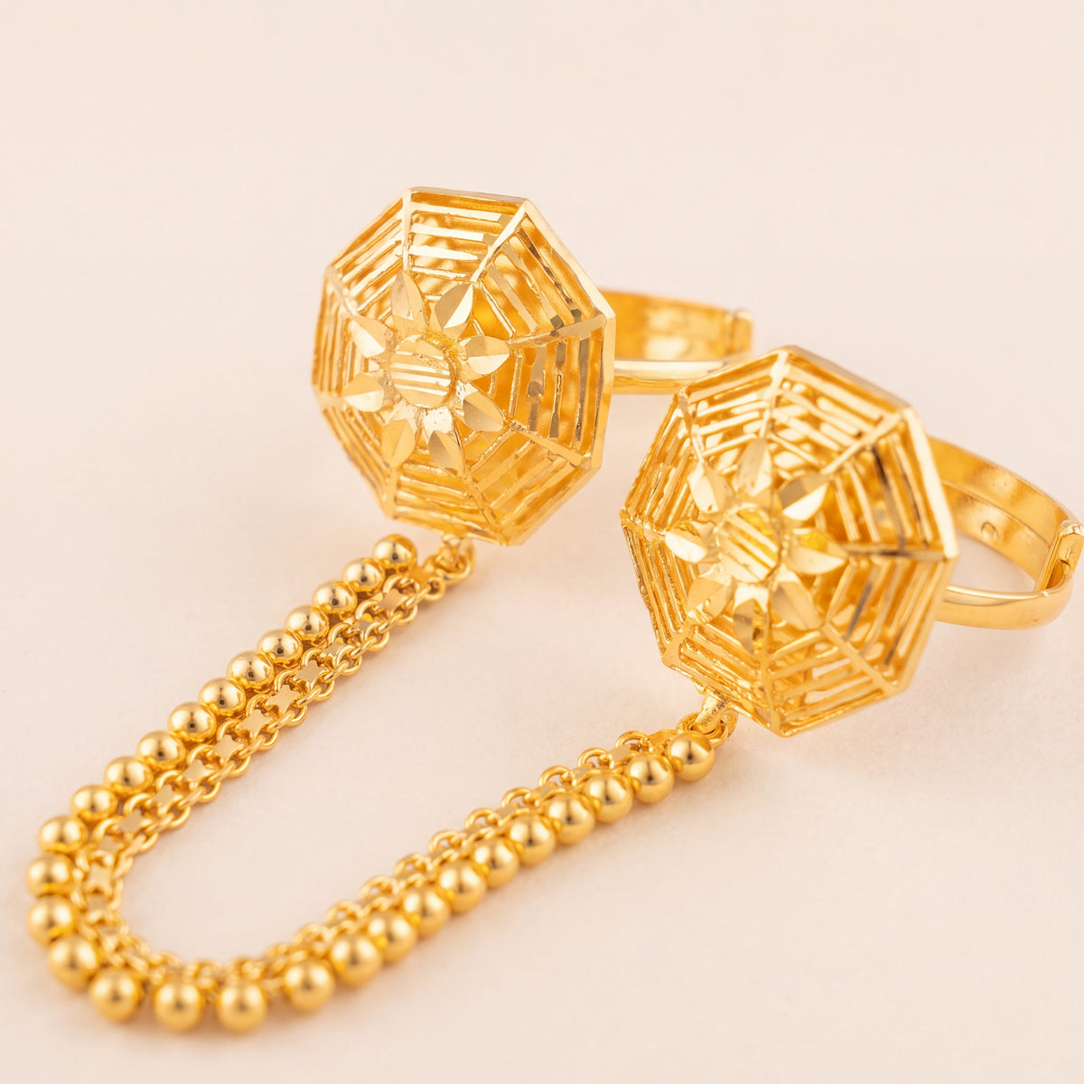 Twin Ring Chain (D25), 925 silver 24K gold plated