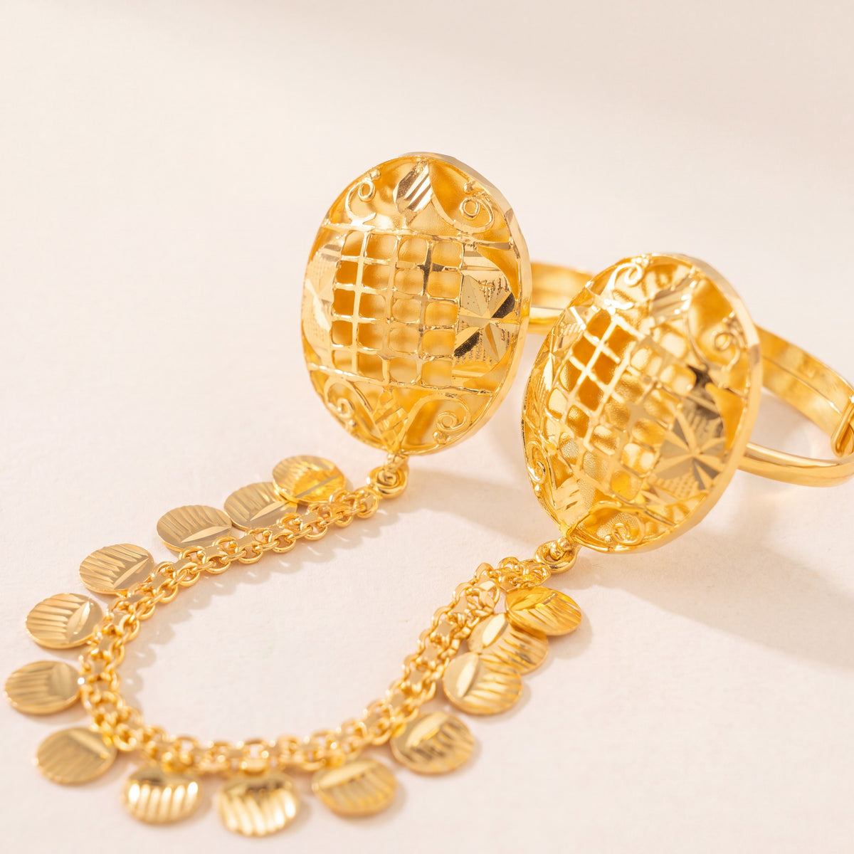 Twin Ring Chain (D28), 925 silver 24K gold plated