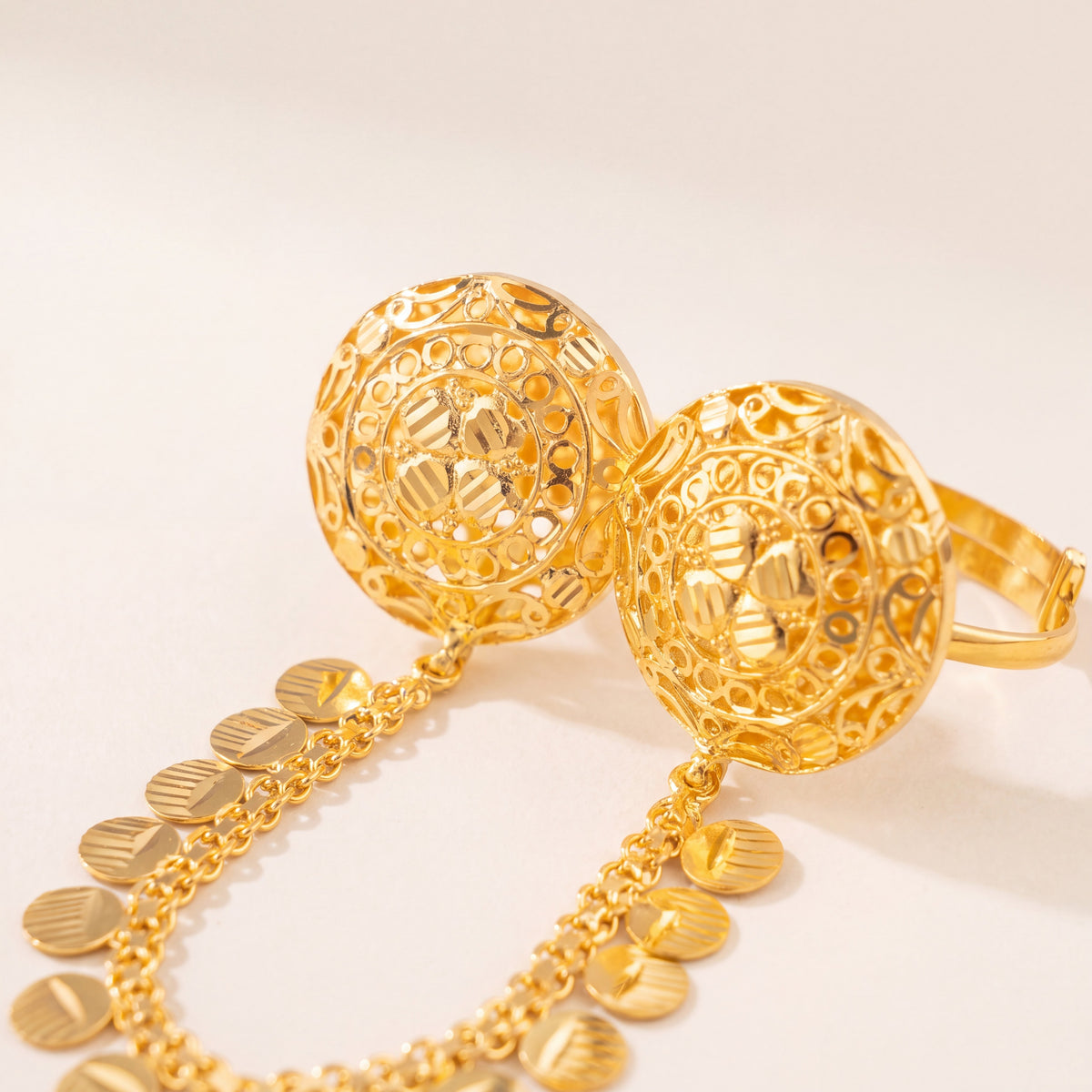 Twin Ring Chain (D29), 925 silver 24K gold plated