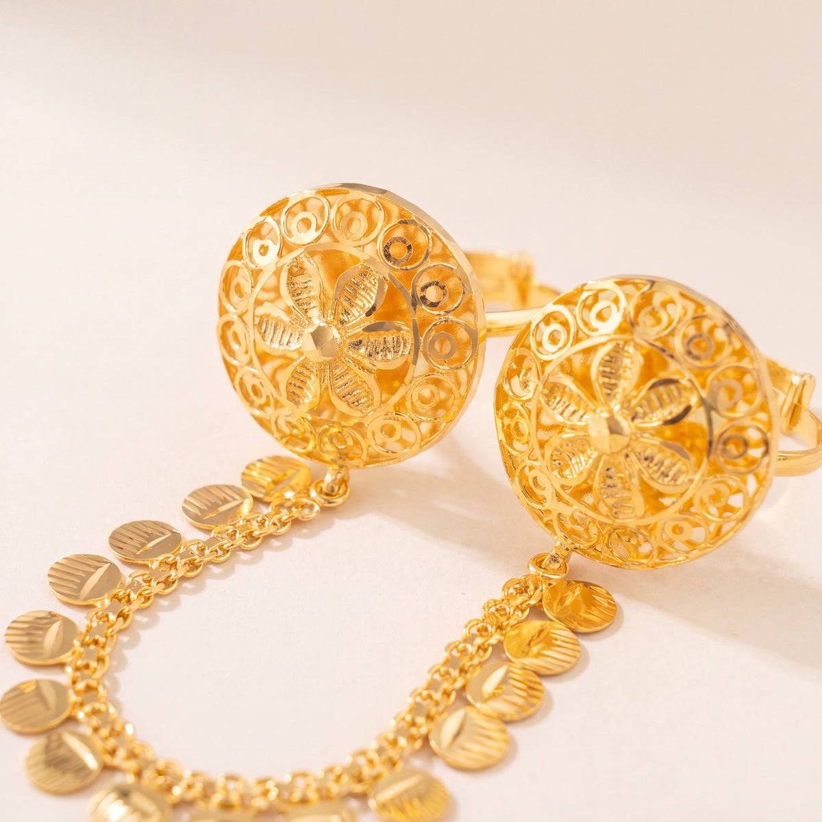 Twin Ring Chain (D30), 925 silver 24K gold plated