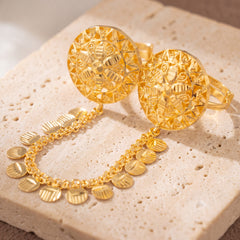Twin Ring Chain (D32) on travertine