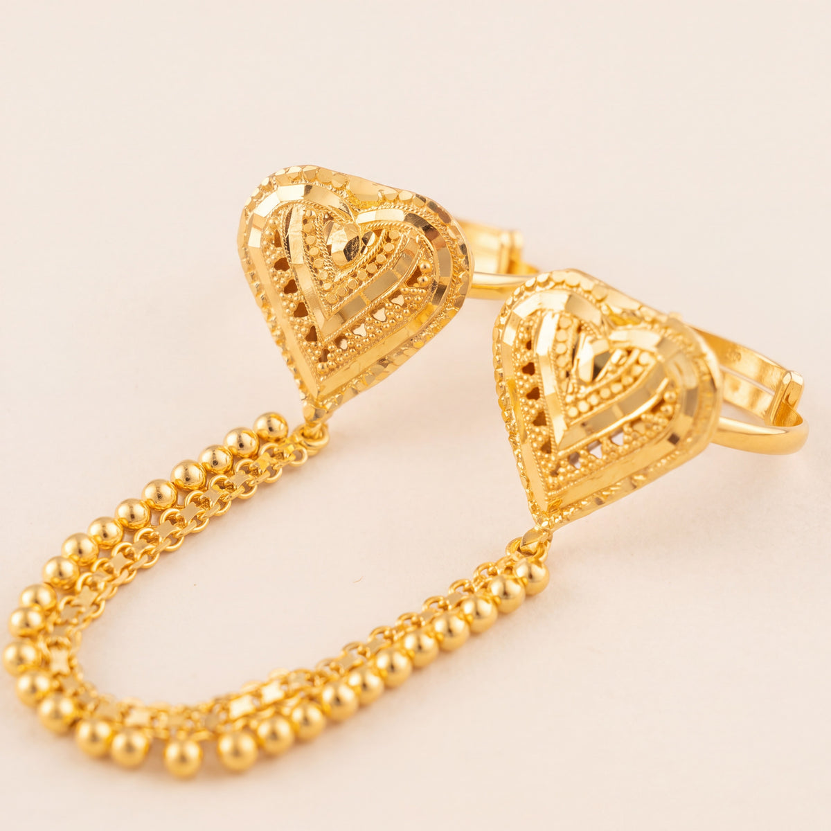 Twin Ring Chain (D33), 925 silver 24K gold plated