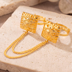 Twin Ring Chain (D34) on travertine