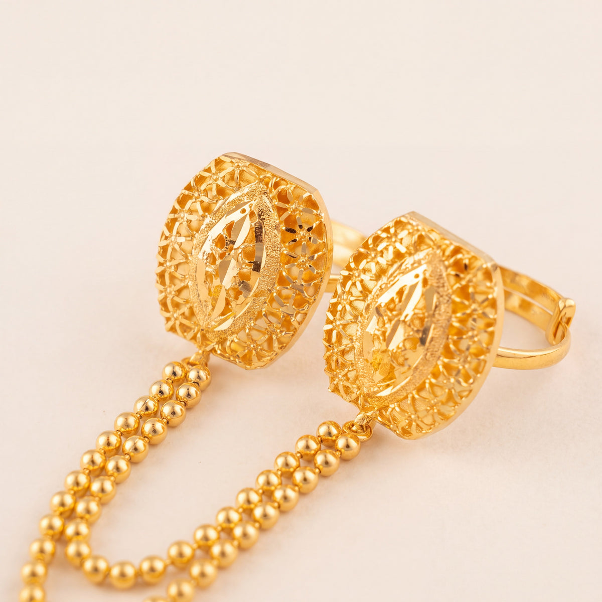 Twin Ring Chain (D35), 925 silver 24K gold plated