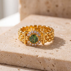 Watch Ring (Peridot) on travertine