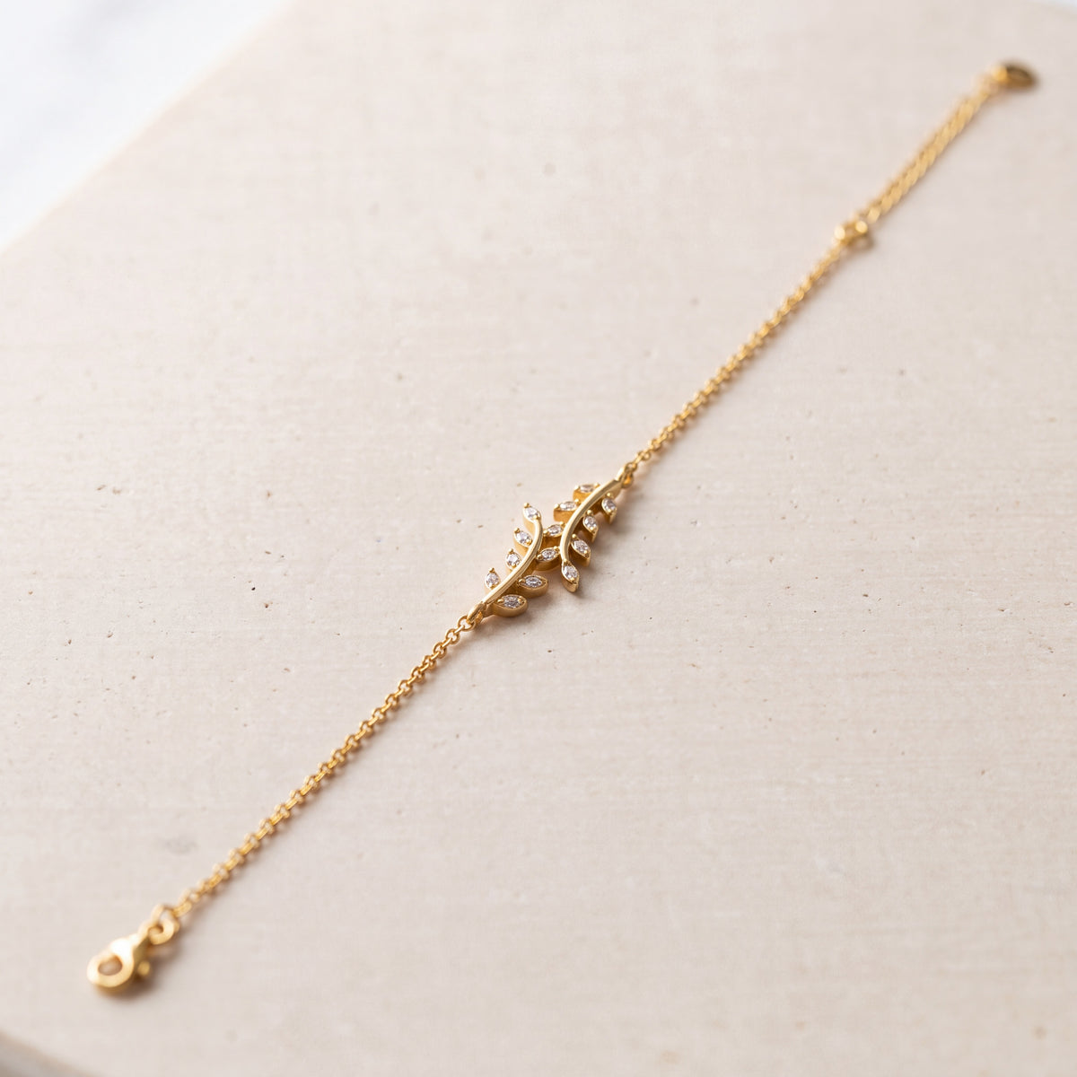 Zircon Leaf Bracelet (D1) on travertine