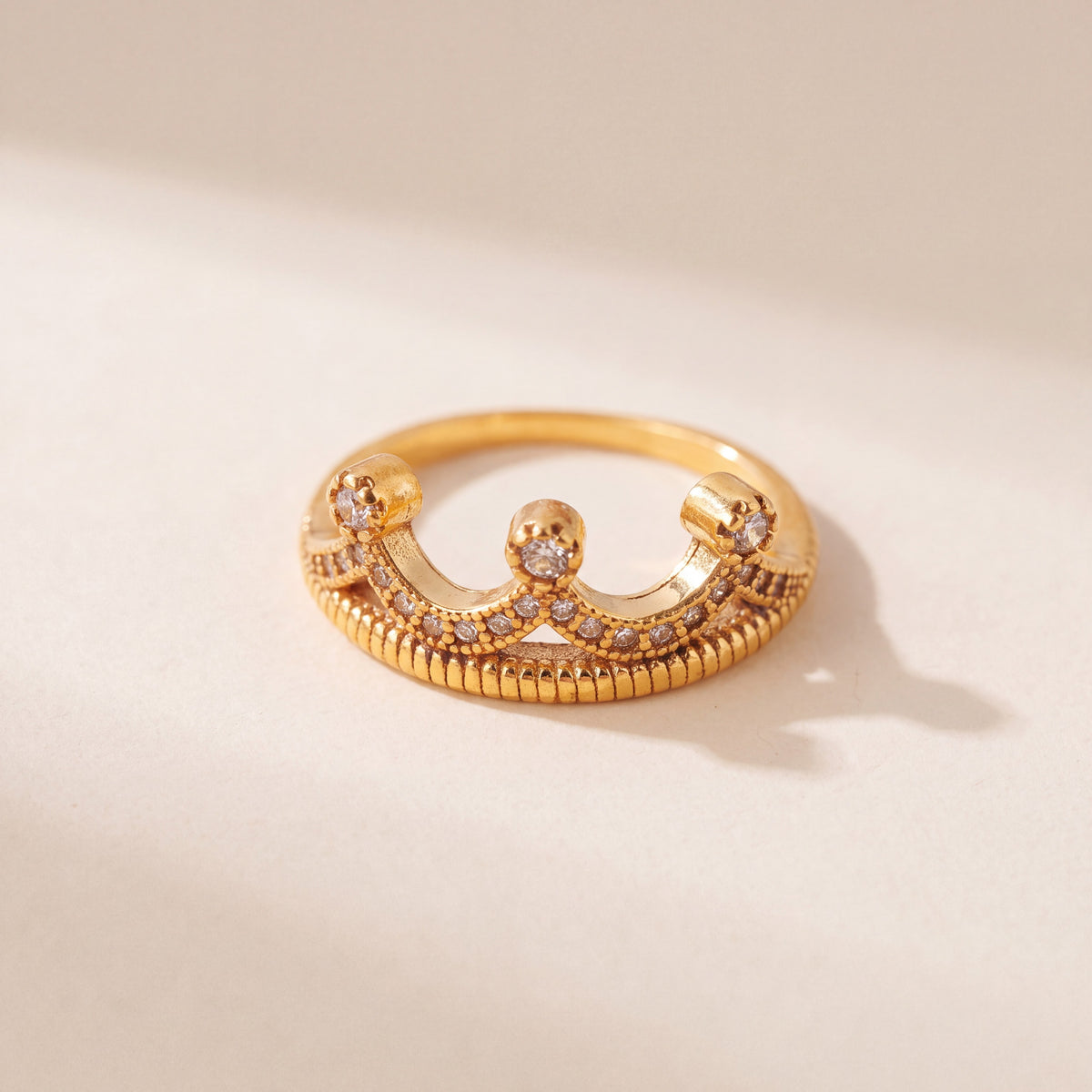 Zircon Ring (D18), 925 silver 24K gold plated