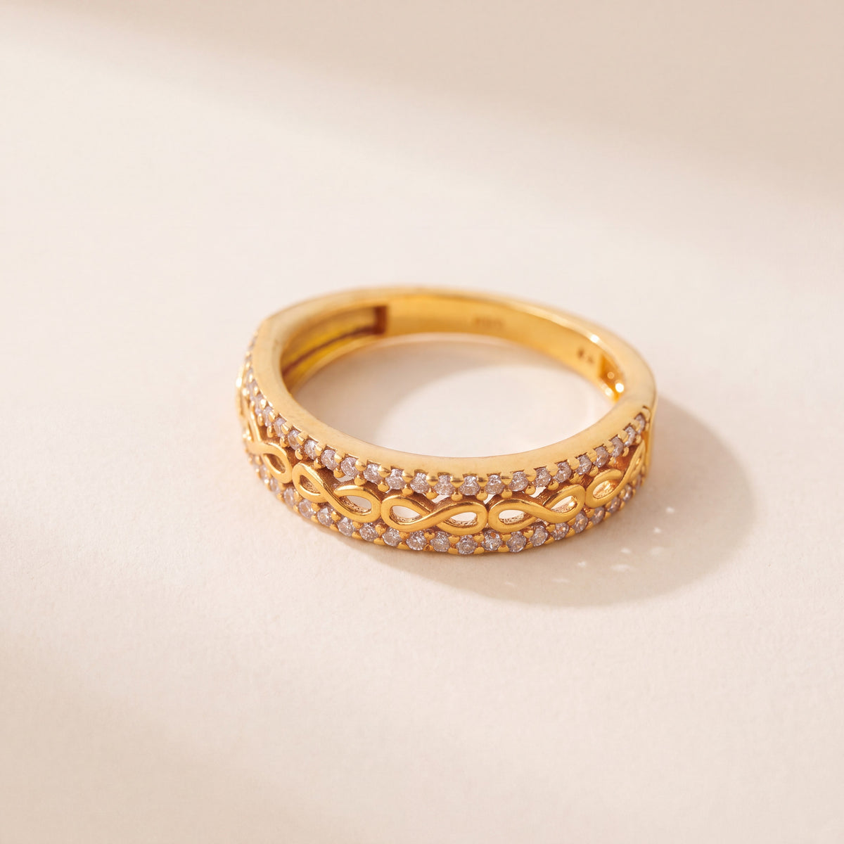 Zircon Ring (D23), 925 silver 24K gold plated